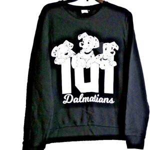 Disney Black Sweatshirt 101 Da;mations Adult size L Cotton Polyester Fun Puppies